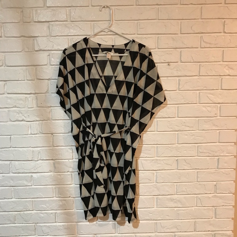 Black and Cream swimsuit cover up